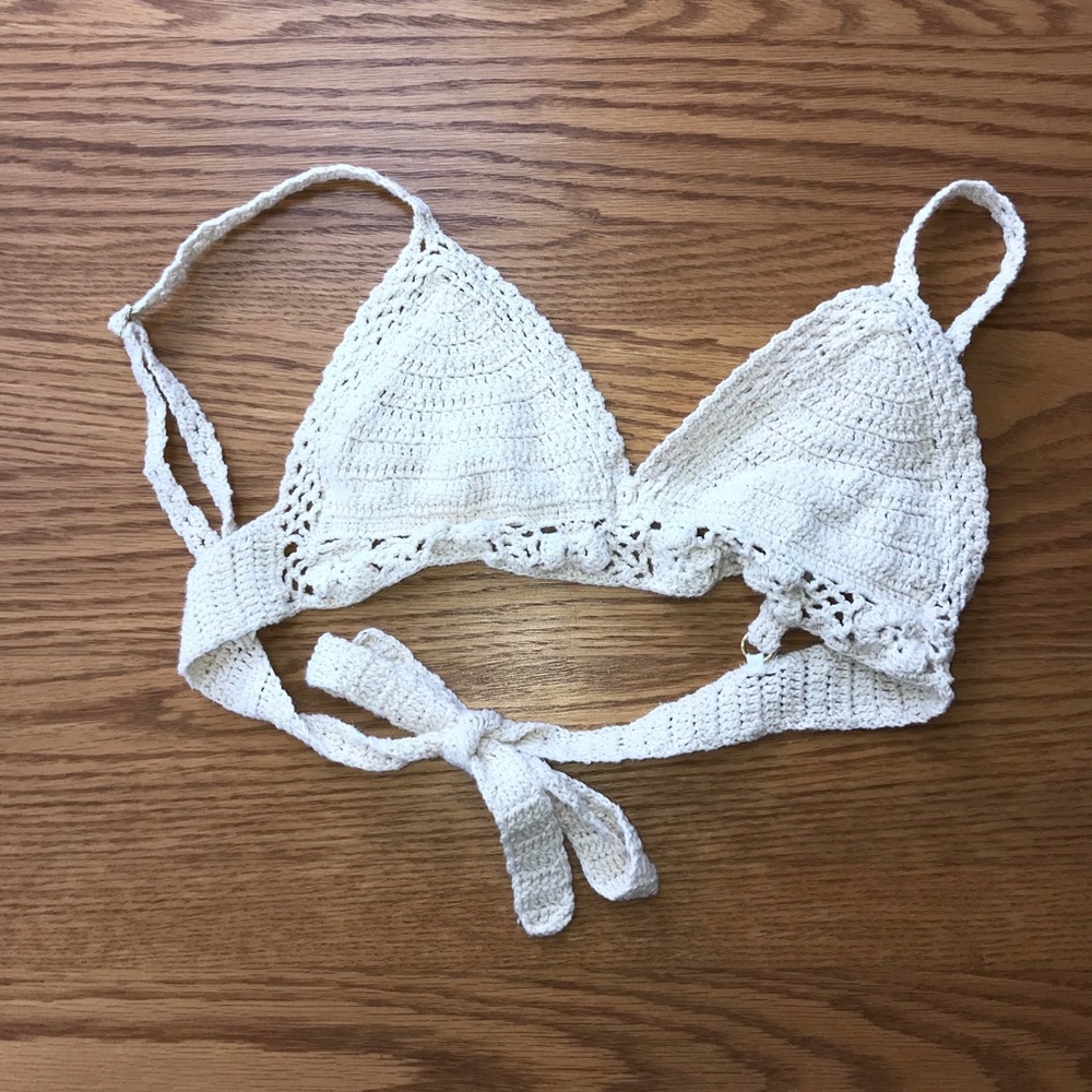 Kendall & Kylie Crochet Halter Triangle Bikini Top